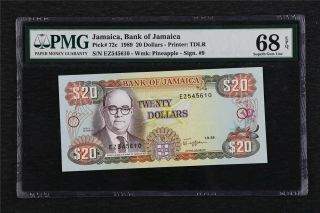 1989 Jamaica Bank Of Jamaica 20 Dollars Pick 72c Pmg 68 Epq Gem Unc
