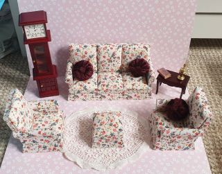 Dolls House Furniture 1/12 Scale Miniature Living Room Inc Accessories