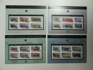 Canada Post Historic Land Vehicles Stamps Sheets 1 2 3 4 Emission Canadian Stamp