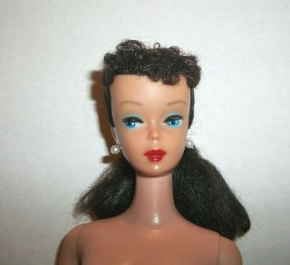 Vintage Brunette Ponytail Barbie 3 4 ? Pat Pend No Green Ear Clothes Eyeliner