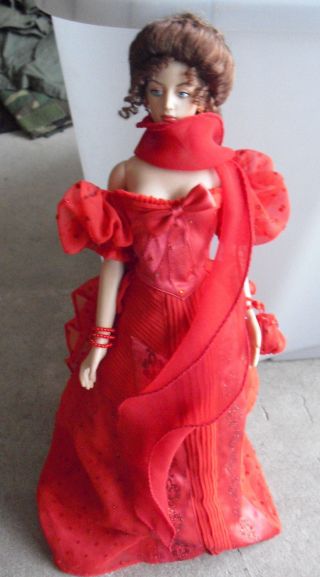 Rare Franklin Vinyl Josephine Gibson Girl Prototype Doll 16 " Tall In Red