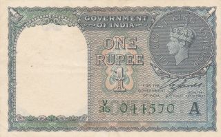 1 Rupee Extra Fine Crispy Banknote From British India 1940 Pick - 25