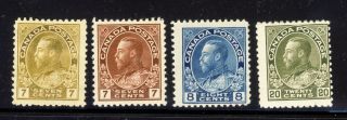 4x Admiral Stamps 113 - 7c - 114 - 7c - 115 - 8c - &119 - 20c Cat.  Value = $145.  00