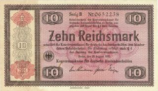 Germany Judaica 10 Reichsmark Banknote Holocaust Related 1934 Xf/au