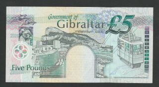 E7 Gibraltar 5 Pounds 2000,  P29,  Millennium Issue W/ Low Serial Unc