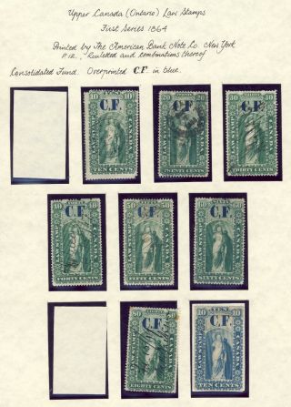 8x Upper Canada (ontario) Law Stamps Ol2,  Ol2b To Ol7 & Ol9.  Cat.  Value=$165.  00