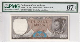 1963 Suriname 1000 Gulden P - 124 Pmg 67 Epq Gem Unc