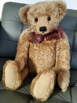 Mary Holstad Ooak Jake 24 " Fully Jointed Softly Stuffed Light Brown Mohair Bear