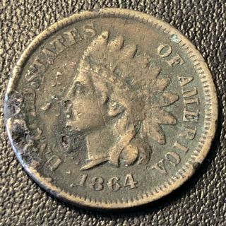 1864 Indian Head Cent With L Better Grade One Penny Bronze Xf Details 17097