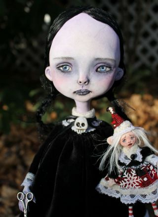 Ooak Art Doll Horror Girl A.  Gibbons Lil Poe Fairy Tale Monster Wednesday