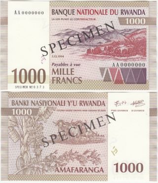 [specimen ] Rwanda 1000 (1,  000) Francs,  1994,  P - 24s,  Unc