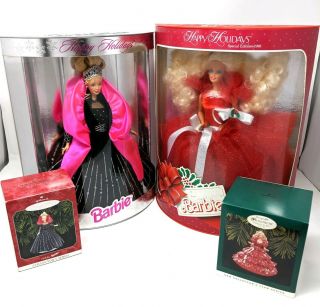 Happy Holiday Barbie Doll 1988 1st Edition/1998 Special Edition Nrfb/ Ornaments