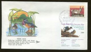 1990 Canada Wildlife Conservation Duck Stamp Cn6 Gill Craft First Day Cover