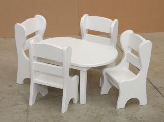 American Girl 18 " Doll Sized Dining Table W/4 Chairs Amish Made