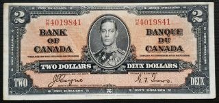 1937 Bank Of Canada $2 Two Dollar Banknote - Coyne / Towers -