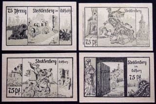 Stecklenberg 1921 Rare Small Format 4x75 Pf Complete Set German Notgeld