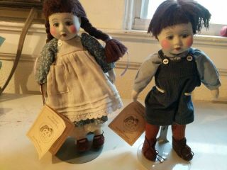 Gail Wilson Duggan Dolls Miniatures Boy And Girl Handmade Porcelain 1982 Rare