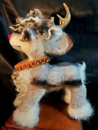 Felted Rudolph Reindeer Caribou Ooak By Artist Pamela A.  Lee