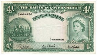 Bahamas Government 1953 Issue 4 Shillings Pick 13c Sweeting/bethel Banknote