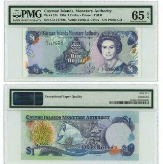 Cayman Islands - 1 Dollar 1998,  Pmg Gem Uncirculated 65 Epq,  Ref.  Pick 21b