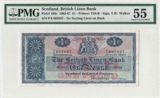 1967 British Linen Bank Scotland Edinburgh 1 Pound ( (pmg 55))