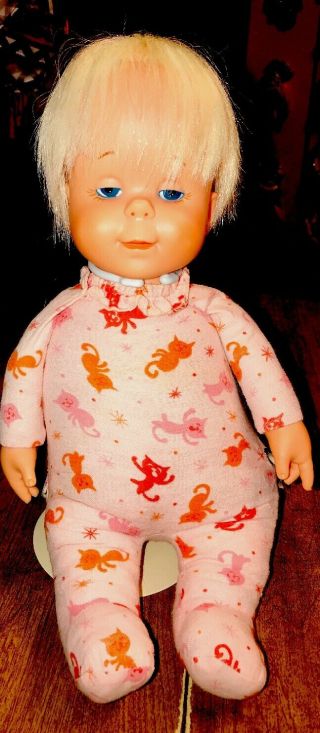 Mattel Drowsy Doll 1964 Rare Pink Kitty Cat Pajamas Pull String Talks