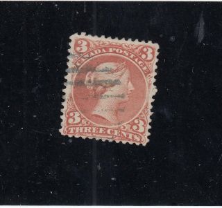 Canada 25 Vf - 3cts 1868 Queen Victoria Large Queen / Red Cat Value $50