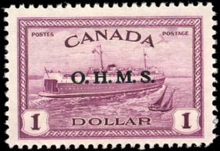 Canada O10 F - Vf Og Nh 1949 Peace $1 Red Violet Train Ferry Ohms Overprint