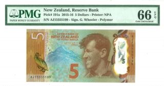 Zealand 5 Dollars 2015 Reserve Bank Pick 191 A Lucky Money Value $100
