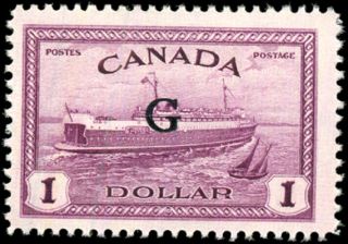 Canada O25 F - Vf Og Nh 1950 Peace $1 Red Violet Train Ferry G Overprint