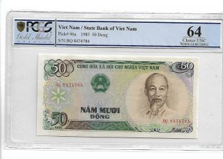 Viet Nam/state Bank Of Viet Nam Pick 96a 1985 50 Dong Pcgs 64