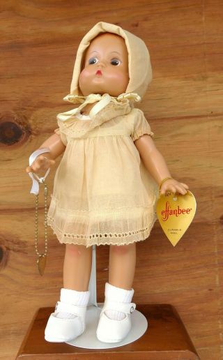Patsy Doll 13” Effanbee Yellow Dress & Bonnet W Hang Tag