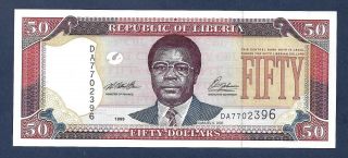 [an] Liberia $50 Dollars 1999 P24 Unc