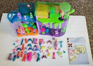 Polly Pocket Dolls Quik Clik House Of Style Cafe Salon 4 Rooms With Accessories