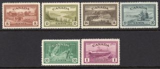 Canada 1946 - 47 Peace (postage Set) Sg401 - 06 Mnh