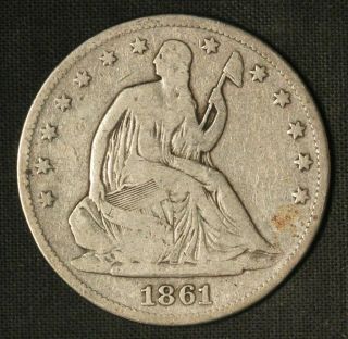 1861 50c Seated Liberty Half Dollar - Civil War Issue - Usa