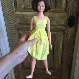Vintage Remco Judy Littlechap 13 " Doll Yellow Sleeveless Dresss Sneakers Daughte
