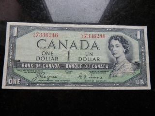 1954 Bank Of Canada $1 One Dollar Devils Face G/a 7336246 Coyne Towers