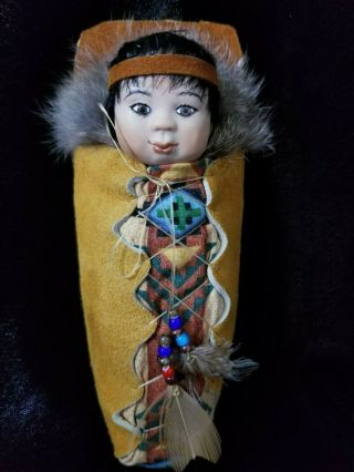 Sandra Wright Justiss,  Bisque Indian baby on papoose board,  ODACA,  UFDC, 2