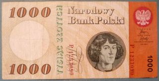Poland 1000 Zlotych Note,  Issued 29.  10.  1965,  P141,  Copernicus