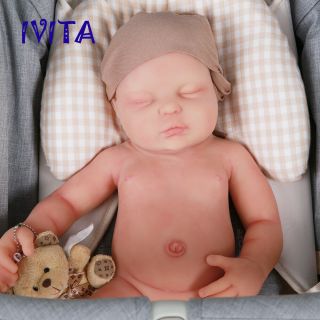 Ivita 18.  5  Sleeping Newborn Baby Silicone Reborn Girl Doll 3700g Xmas Gift