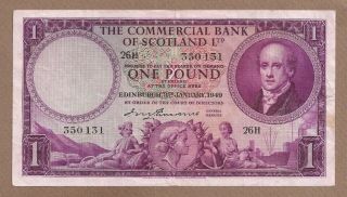 Scotland: 1 Pound Banknote,  (vf),  P - S332,  03.  01.  1949,