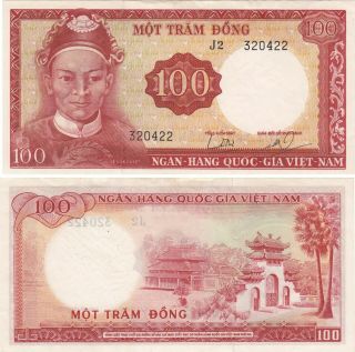 South Vietnam 100 Dong Banknote,  P 19b,  1966,  Cu,  320422,  Le Van Duyet