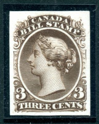 Weeda Canada Fb20tc Plate Proof 3c Dark Brown 1865 Second Federal Bill Revenue