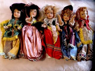 Old Vintage Dolls.  Set Of 5.  European