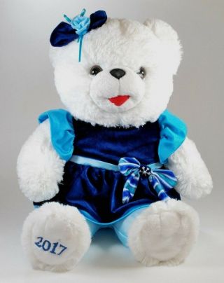 Christmas Walmart Girl Teddy Bear Plush 2017 White Blue Outfit 20 " Dan Dee