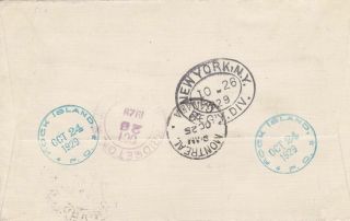 Canada 1929 Registered Cover Rock Island PQ to Bridgeton NJ USA 13c Rate 2