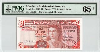 Gibraltar 1988 P - 20e Pmg Gem Unc 65 Epq 1 Pound