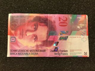 Banque Nationale Suisse Swiss 20 Vingt Francs Banknote Bank Note Bill Currency 2