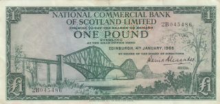 National Commercial Bank Of Scotland Uk Britain 1 Pound 1966 B805 P - 269 Vf